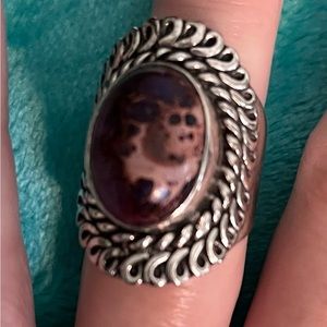 HEAVY STATEMENT PURPLE GEMSTONE RING STERLING SILVER